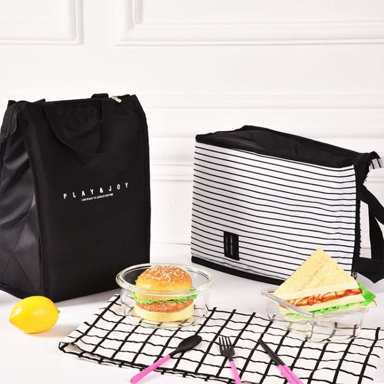 Black White Stripes Portable Thermal Lunch Bags for Women Kids Men Food Picnic Cooler Box Insulated Tote Bag Storage Container - Reluova