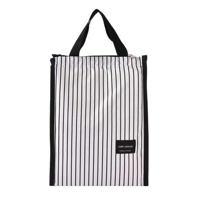 Black White Stripes Portable Thermal Lunch Bags for Women Kids Men Food Picnic Cooler Box Insulated Tote Bag Storage Container - Reluova