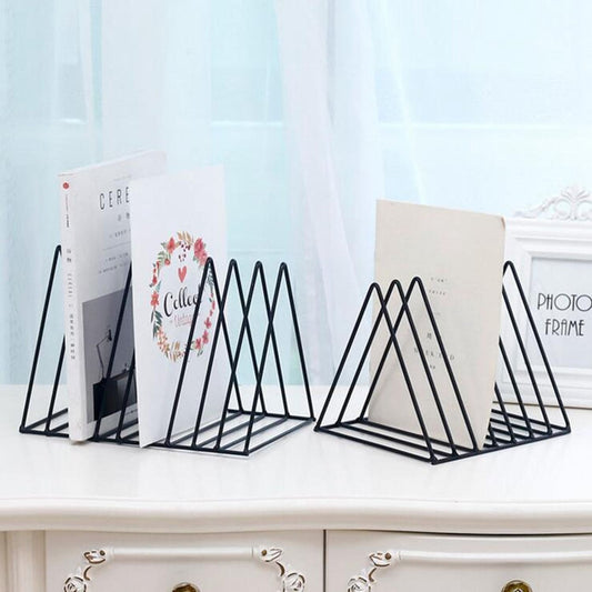 Triangle Simple Iron Metal Desktop Storage Rack Shelf File Magazine Bookend Office Rack Stationery Organizer Holder My Store