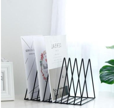 Triangle Simple Iron Metal Desktop Storage Rack Shelf File Magazine Bookend Office Rack Stationery Organizer Holder My Store