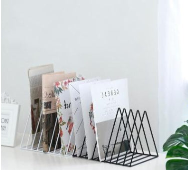 Triangle Simple Iron Metal Desktop Storage Rack Shelf File Magazine Bookend Office Rack Stationery Organizer Holder My Store