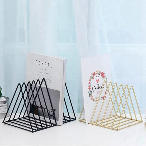 Triangle Simple Iron Metal Desktop Storage Rack Shelf File Magazine Bookend Office Rack Stationery Organizer Holder My Store