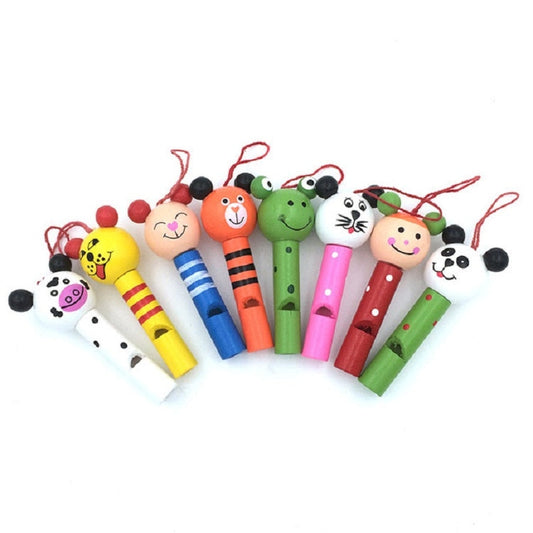 2 PCS Creative Cartoon Wooden Animal Whistle Children Environmental Protection Mobile Phone Backpack Pendant-Reluova