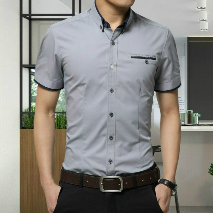 Men Business Shirt Short Sleeves Turn-down Collar Shirt, Series 2