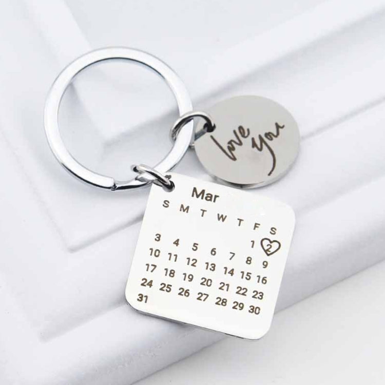 Personalized Calendar Keychain Hand Carved Calendar Keyring Stainless Steel Brelok