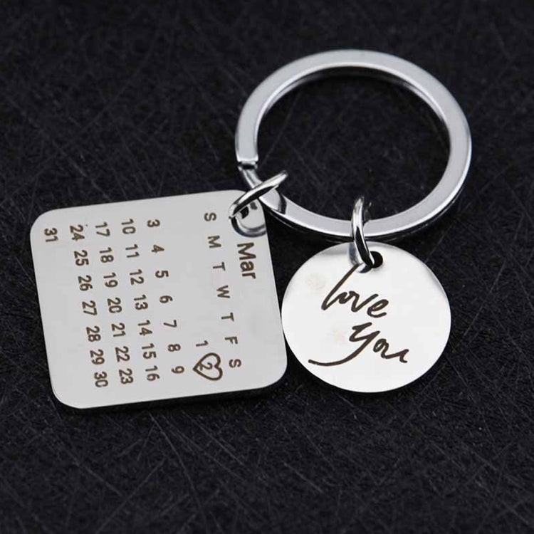 Personalized Calendar Keychain Hand Carved Calendar Keyring Stainless Steel Brelok ÎҵÄÉ̵ê