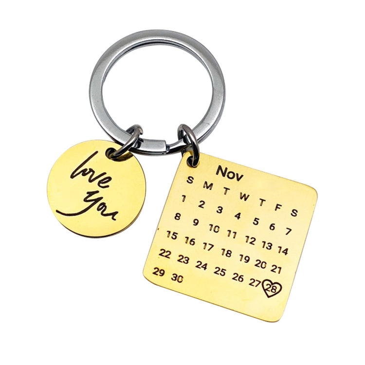 Personalized Calendar Keychain Hand Carved Calendar Keyring Stainless Steel Brelok