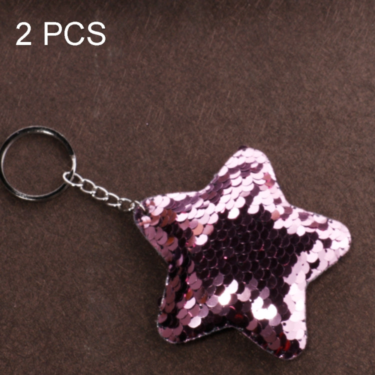 2 PCS Cute Chaveiro Star Keychain Glitter Pompom Sequins Key Chain Gifts for Women Llaveros Mujer Car Bag Accessories Key Ring-Reluova