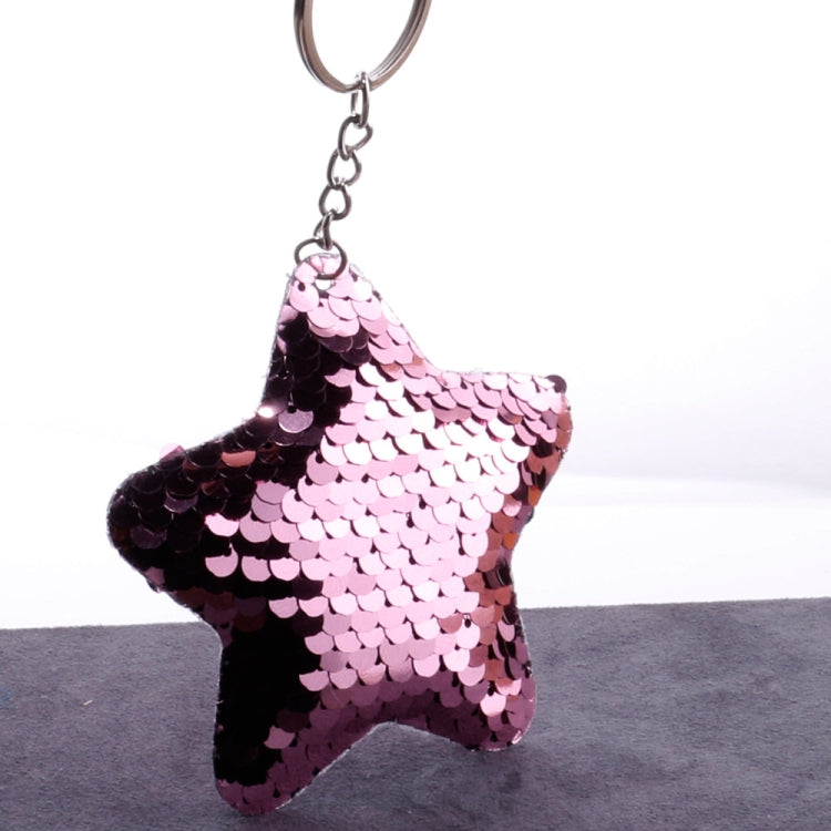 2 PCS Cute Chaveiro Star Keychain Glitter Pompom Sequins Key Chain Gifts for Women Llaveros Mujer Car Bag Accessories Key Ring