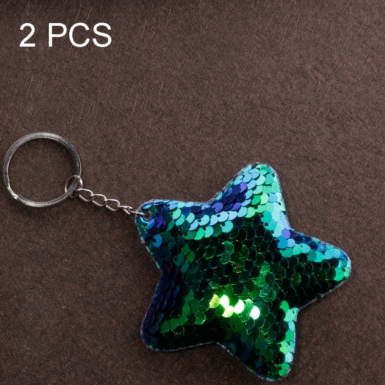 2 PCS Cute Chaveiro Star Keychain Glitter Pompom Sequins Key Chain Gifts for Women Llaveros Mujer Car Bag Accessories Key Ring