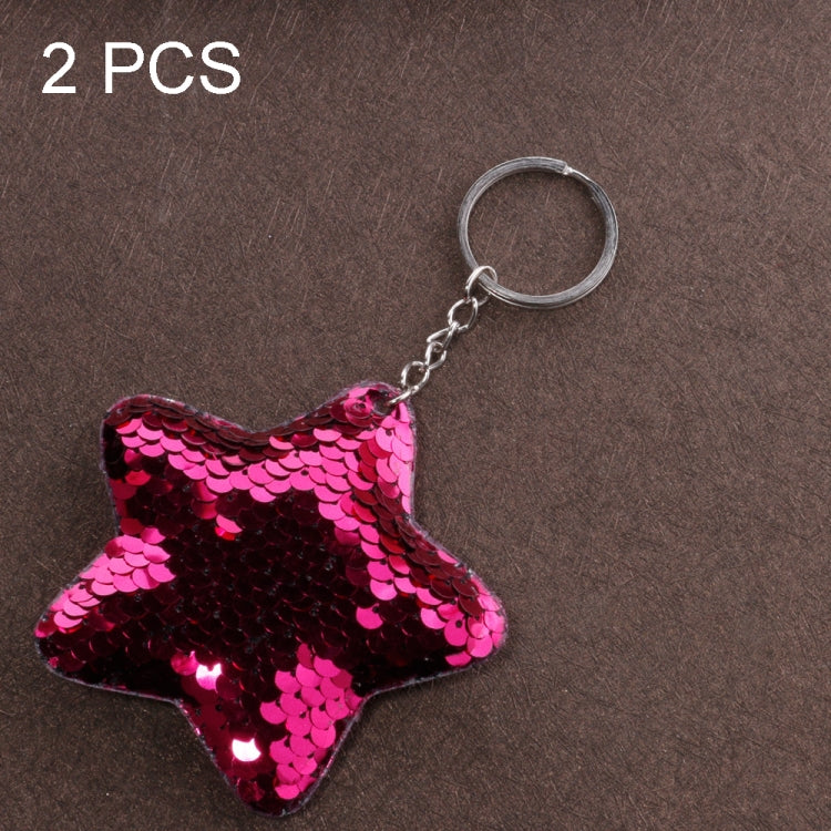 2 PCS Cute Chaveiro Star Keychain Glitter Pompom Sequins Key Chain Gifts for Women Llaveros Mujer Car Bag Accessories Key Ring-Reluova