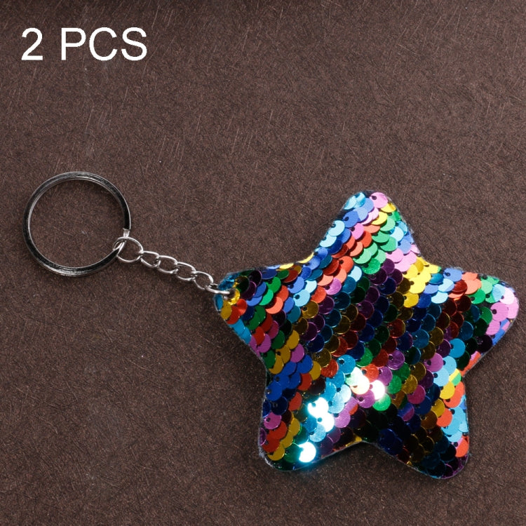 2 PCS Cute Chaveiro Star Keychain Glitter Pompom Sequins Key Chain Gifts for Women Llaveros Mujer Car Bag Accessories Key Ring