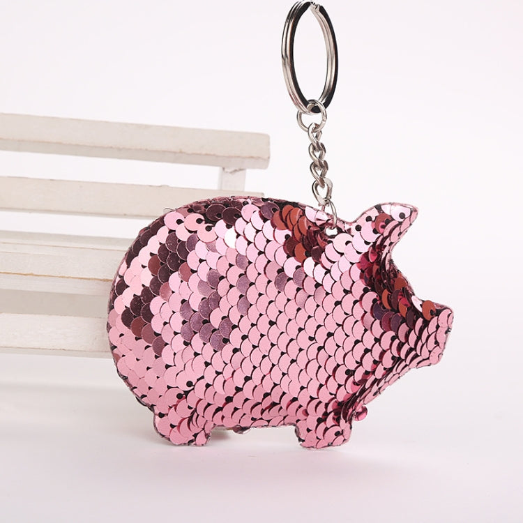 2PCS Cute Chaveiro Pig Keychain Glitter Pompom Sequins Key Chain Gifts for Women Llaveros Mujer Car Bag Accessories Key Ring