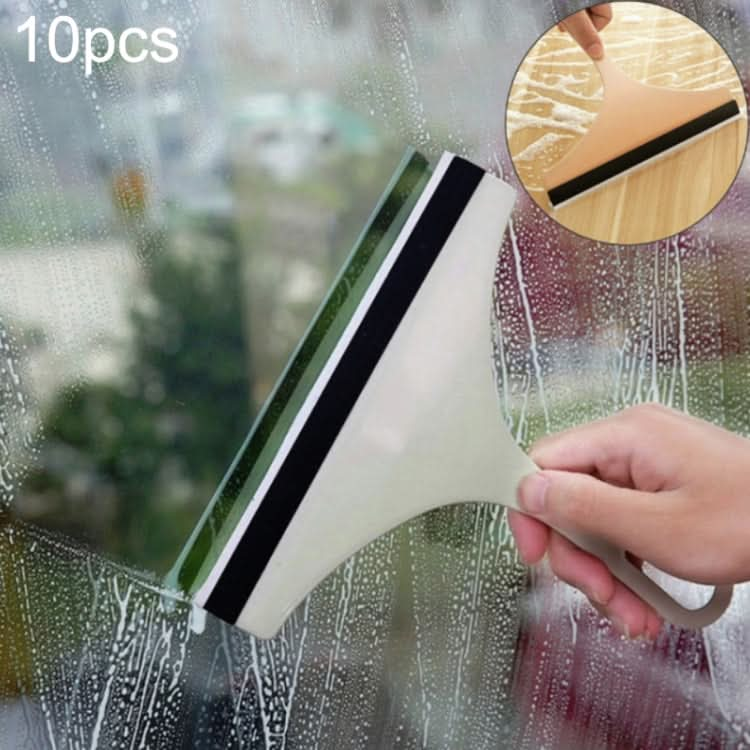 10pcs Plastic Glass Wiper Sanitary Cleaning Non-slip Soft Rubber Handle Wiper, Random Color