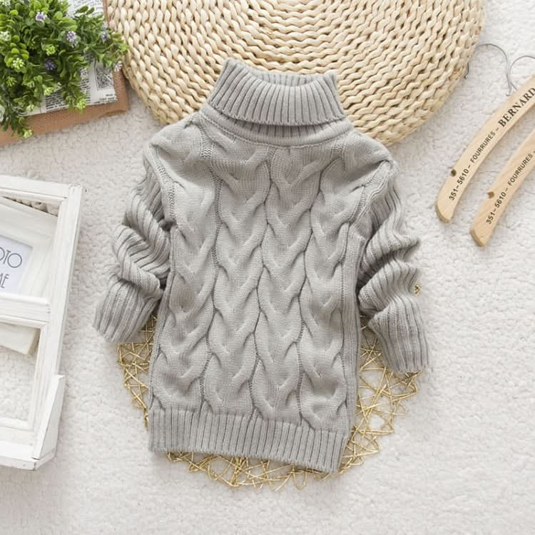 Winter Children's Thick Solid Color Knit Bottoming Turtleneck Pullover Sweater, Series 1