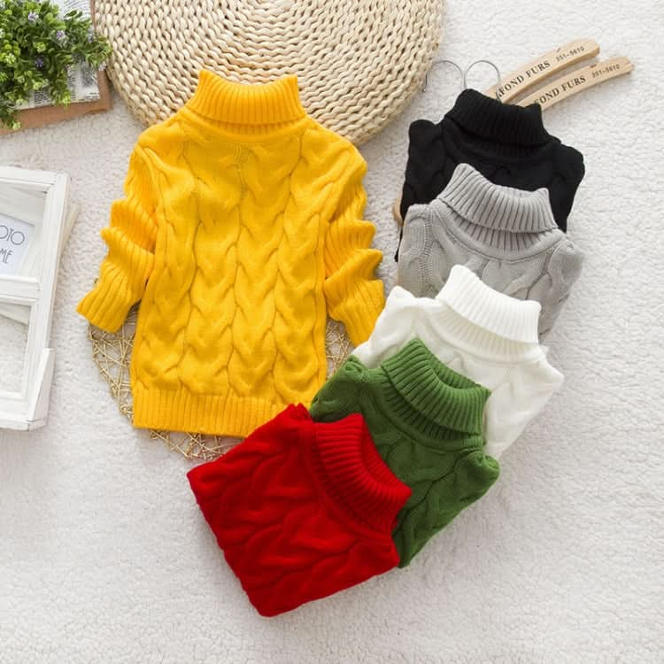 Winter Children's Thick Solid Color Knit Bottoming Turtleneck Pullover Sweater, Series 1 Reluova