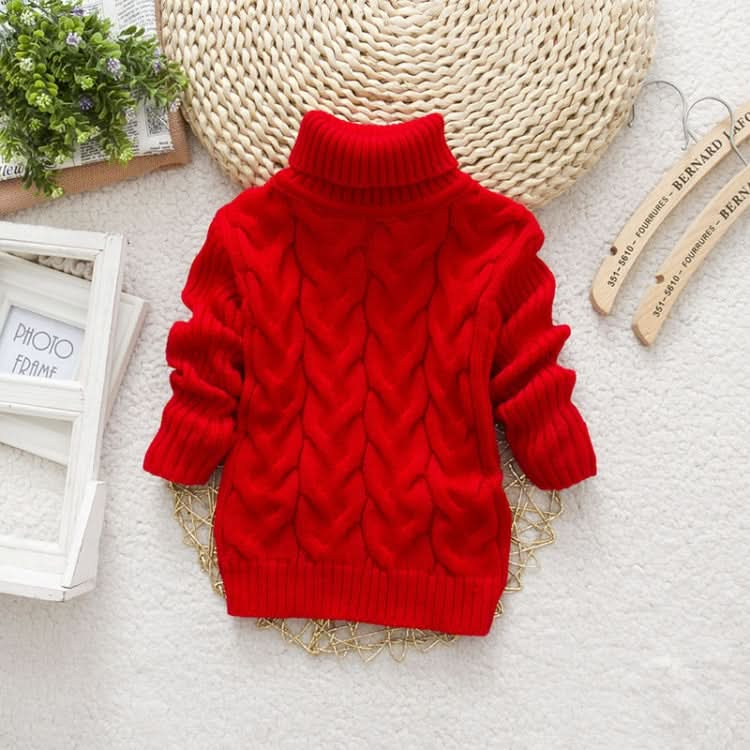 Winter Children's Thick Solid Color Knit Bottoming Turtleneck Pullover Sweater, Series 1