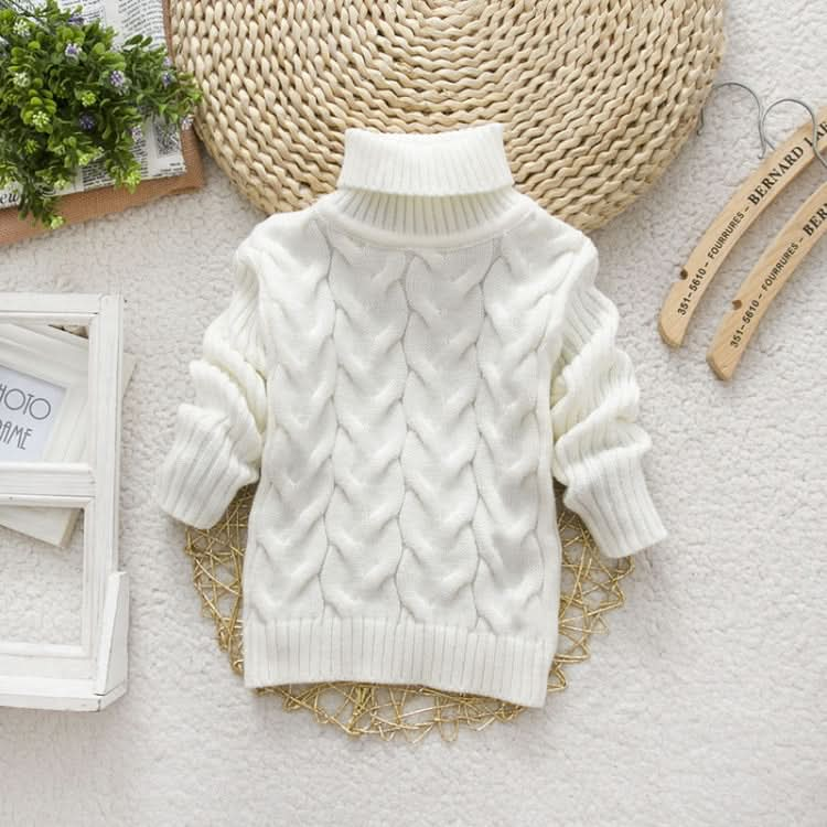 Winter Children's Thick Solid Color Knit Bottoming Turtleneck Pullover Sweater, Series 1