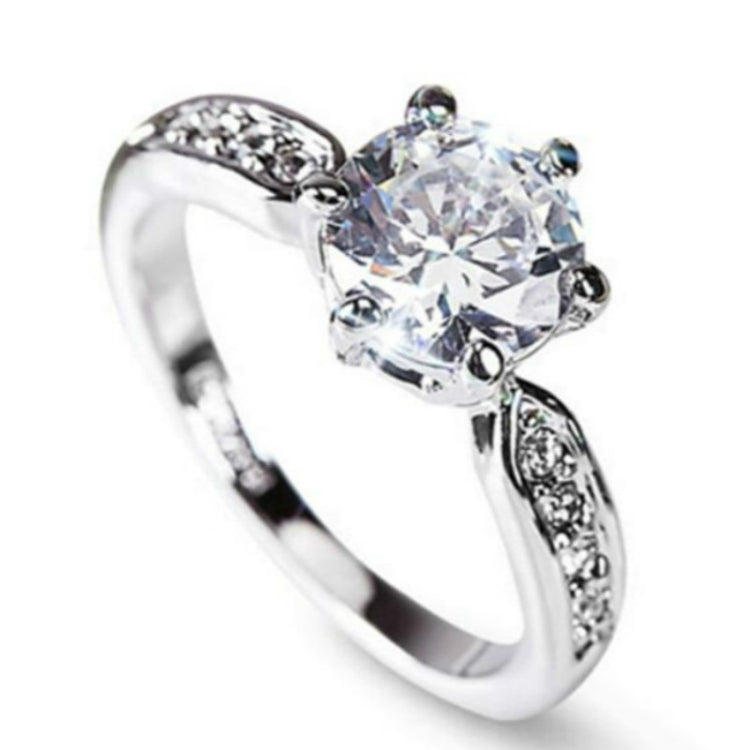 Female Classic Crystal Six-Claw Diamond Ring Wedding Ring