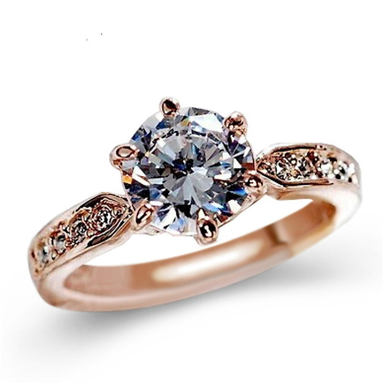 Female Classic Crystal Six-Claw Diamond Ring Wedding Ring