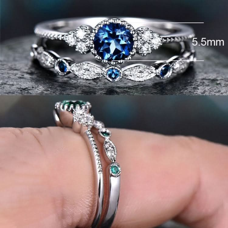 2 PCS/Set Women Fashion Zircon Gemstone Ring-Reluova