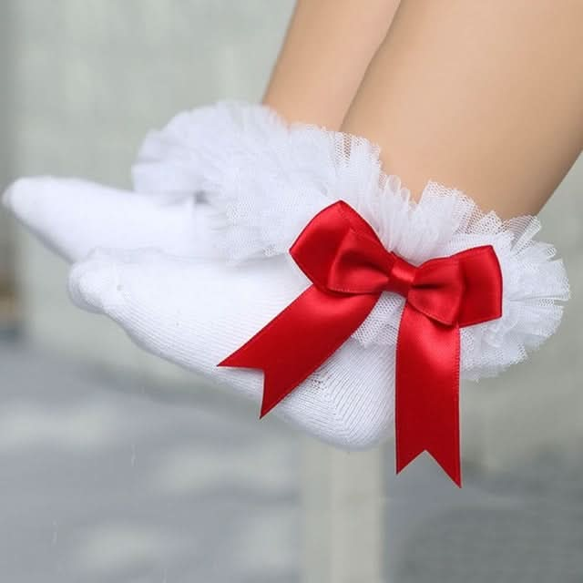 3 Pairs Bow Lace Socks Baby Cotton Ankle Socks-Reluova