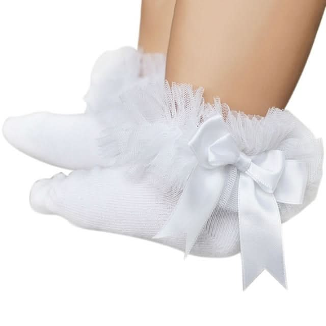 3 Pairs Bow Lace Socks Baby Cotton Ankle Socks-Reluova