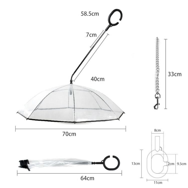 Pet Umbrella Transparent Adjustable Rainy Dog ?Walking Leash - Reluova