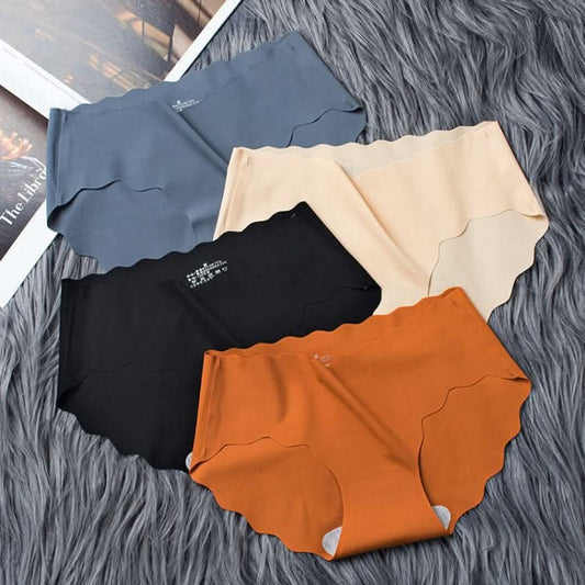 4 PCS / Set Non-trace Ice Silk Panties Female Pure Cotton Crotch Antibacterial Mid-Waist Breathable Girl Briefs-Reluova