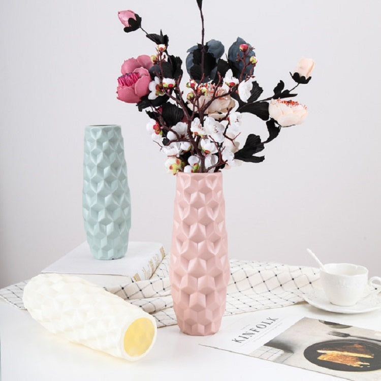 Diamond Shaped Plastic Vase Dry and Wet Flower Arrangement Container Creative Desktop Decoration My Store