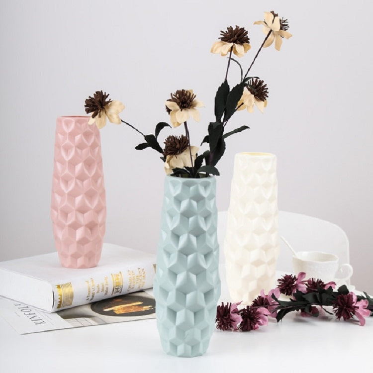 Diamond Shaped Plastic Vase Dry and Wet Flower Arrangement Container Creative Desktop Decoration My Store