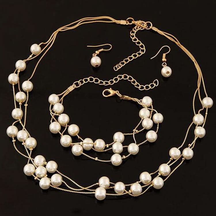 Pearl Multi-Layer Temperament Necklace Earring Bracelet set Reluova