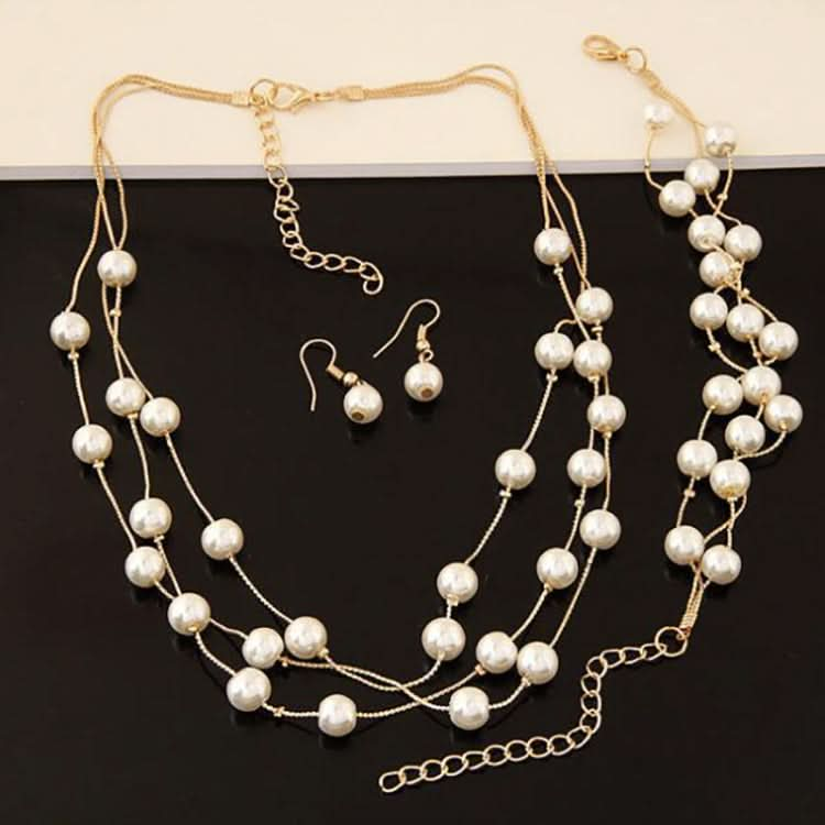 Pearl Multi-Layer Temperament Necklace Earring Bracelet set Reluova