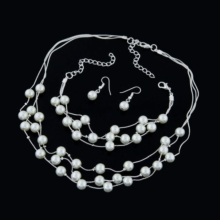 Pearl Multi-Layer Temperament Necklace Earring Bracelet set Reluova