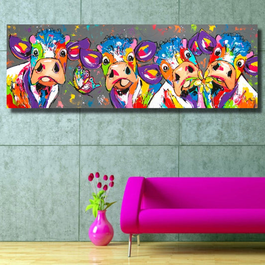 Colorful Cows Home Decoration Canvas Painting HD Inkjet Frameless Painting Core My Store