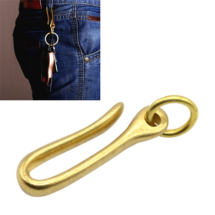 Retro Solid Brass Key Chain Key Ring Belt U Hook Wallet Chain Fish Hook Reluova