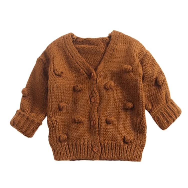 Autumn and Winter Female Baby Hair Ball Decoration Knit Cardigan Coat Reluova