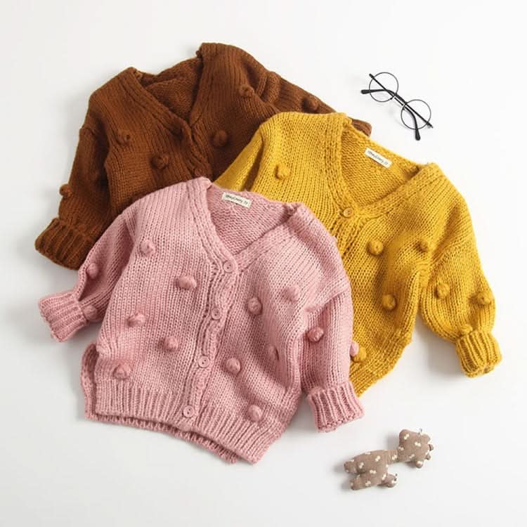 Autumn and Winter Female Baby Hair Ball Decoration Knit Cardigan Coat Reluova