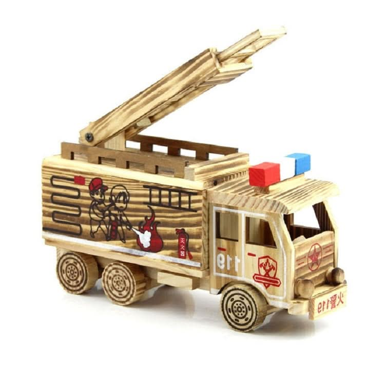 Simulation Fire Rescue Truck Creative Home Model Wooden Ornaments¡£ Reluova