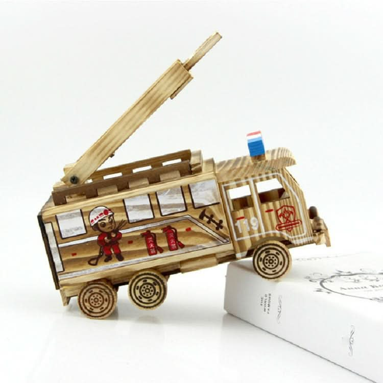 Simulation Fire Rescue Truck Creative Home Model Wooden Ornaments¡£ Reluova