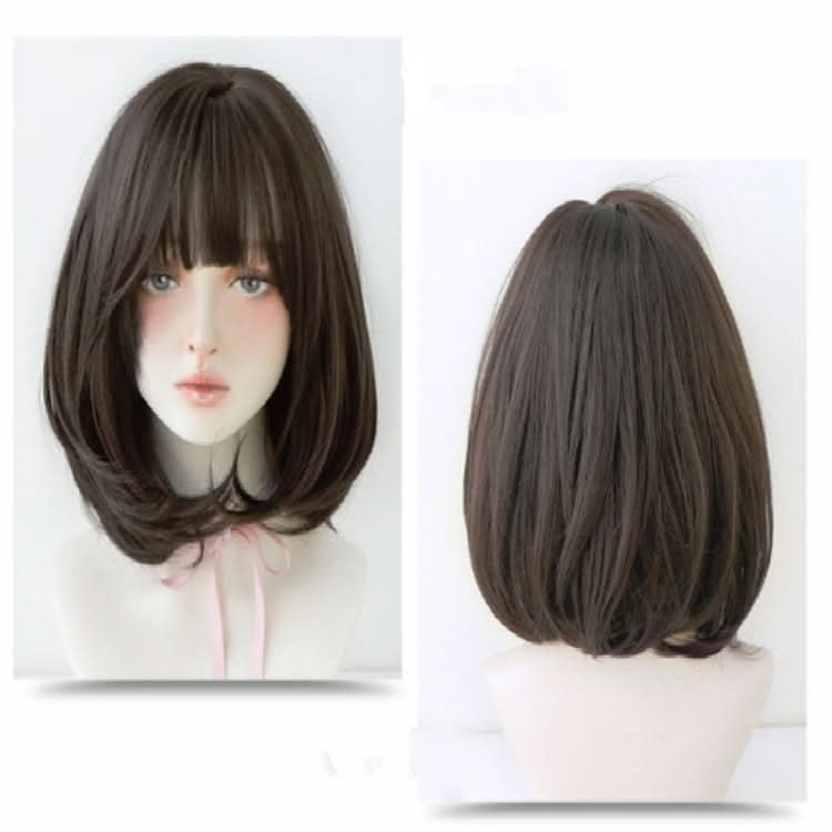 Female Short Hair With Bangs Wig Suitable For Round Face Shoulder Buckle Hair Reluova