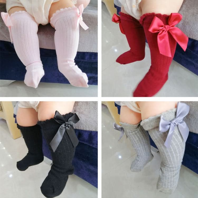 Kids Socks Toddlers Girls Big Bow Knee High Long Soft Cotton Lace baby Socks Reluova