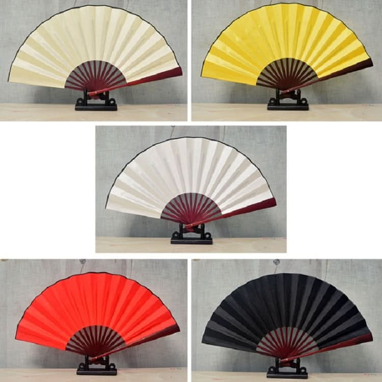 Pure Color Blank Silk Cloth Folding Fan Chinese Style Calligraphy Painting Fan Reluova