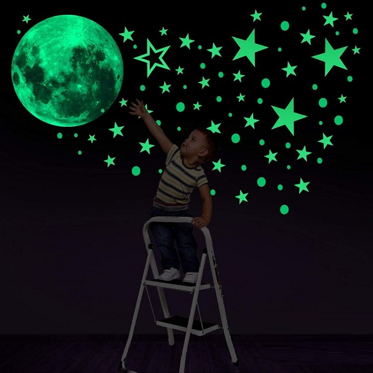 AFG33003 Home Decoration Luminous Stars Moon PVC Stickers, Specification:Green Moon 12cm My Store