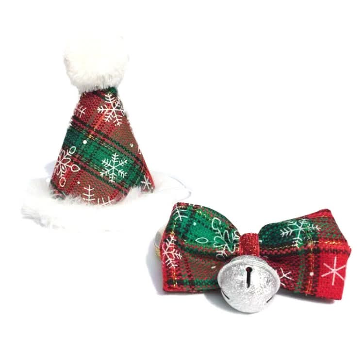 Pet Christmas Hat and Bow Tie Set Holiday Accessories - Reluova