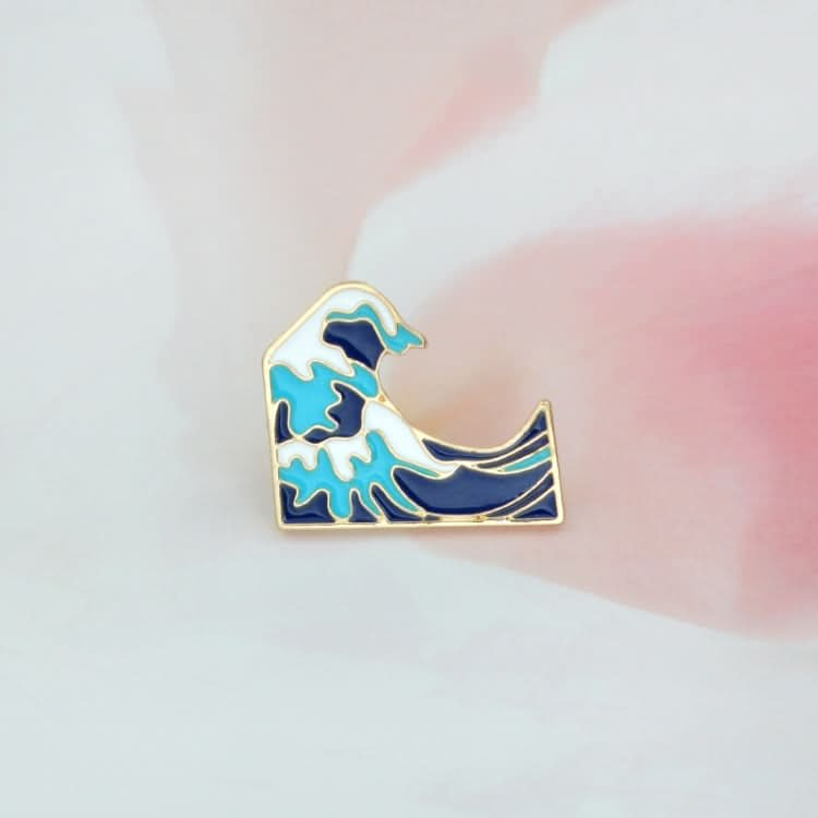 2PCS Blue waves brooch Enamel Pin buckle Cartoon Metal Brooch for Coat Jacket Bag Pin Badge Sea Jewelry-Reluova