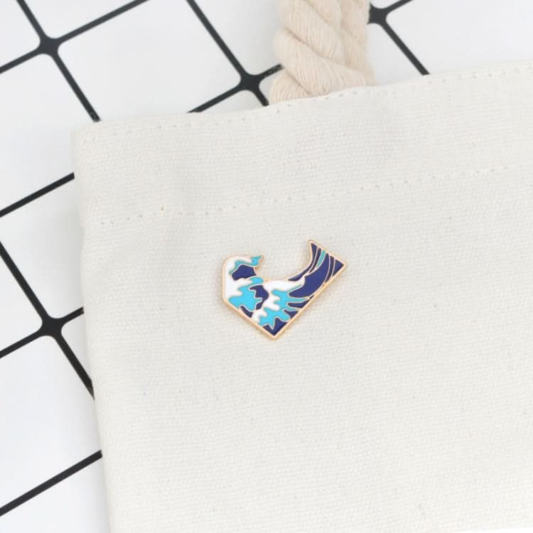 2PCS Blue waves brooch Enamel Pin buckle Cartoon Metal Brooch for Coat Jacket Bag Pin Badge Sea Jewelry-Reluova