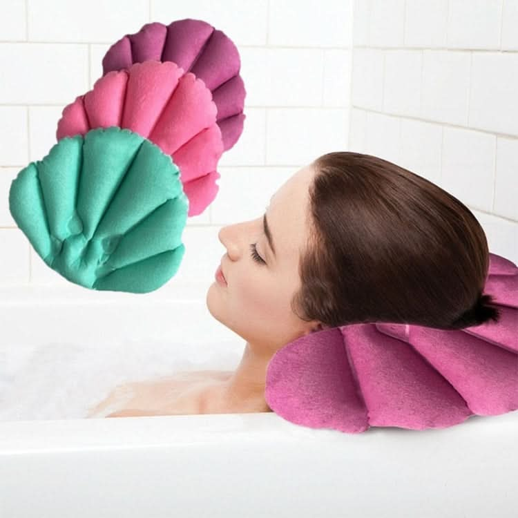 Shell Shaped Soft Bathroom Pillow Home Comfortable Spa Inflatable Bathtub Cushion, Random Color Delivery Reluova