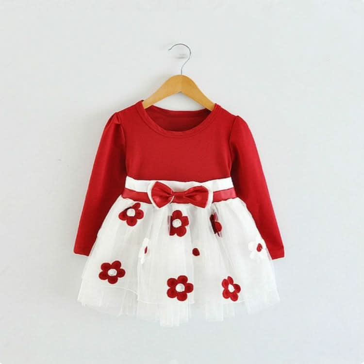 Autumn Girls Flower Bow-knot Long Sleeve Dress Reluova