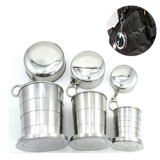 Stainless Steel Camping Folding Cup Traveling Outdoor Camping Hiking Mug Portable Collapsible Cup